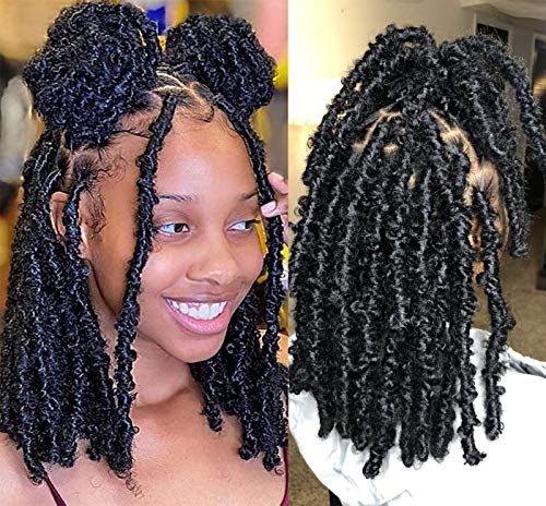 Butterfly Locs Crochet Hair 12 Inch 6 Packs Pre Looped Distressed Locs Crochet Braids Natural Locs(12Inch, 1B)