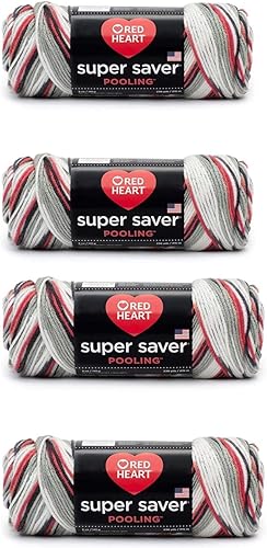 Bulk Buy Red Heart Super Saver - Hilo de alta calidad, paquete de 4 unidades de 4.97 oz/5 onzas, acrílico, 4 medianos (peinado), 236 yardas,
