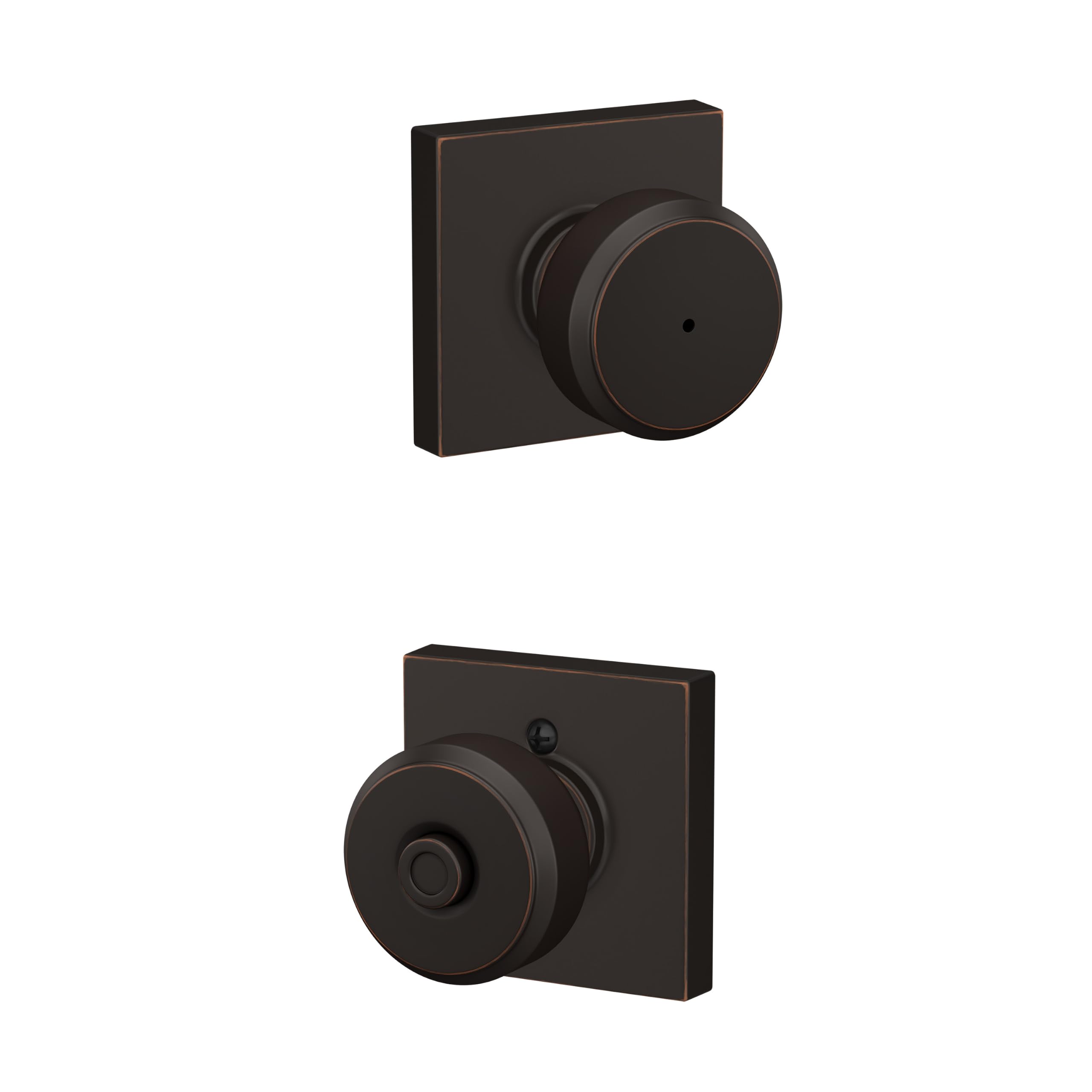 SCHLAGE Bowery Bed/Bath Privacy Door Knob with Lock, Aged Bronze