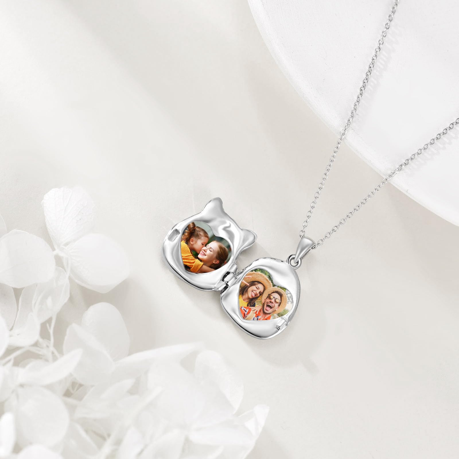 POPLYKE Foto Medaillon Anhänger Halskette Charme Sterling Silber Erinnerung Foto Halter Schmuck Geschenk