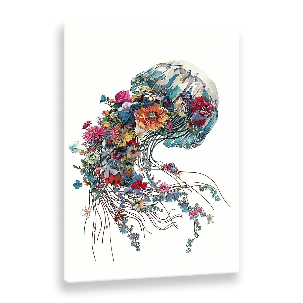 Poster d'art mural coloré fleurs abstraites pour salon moderne
