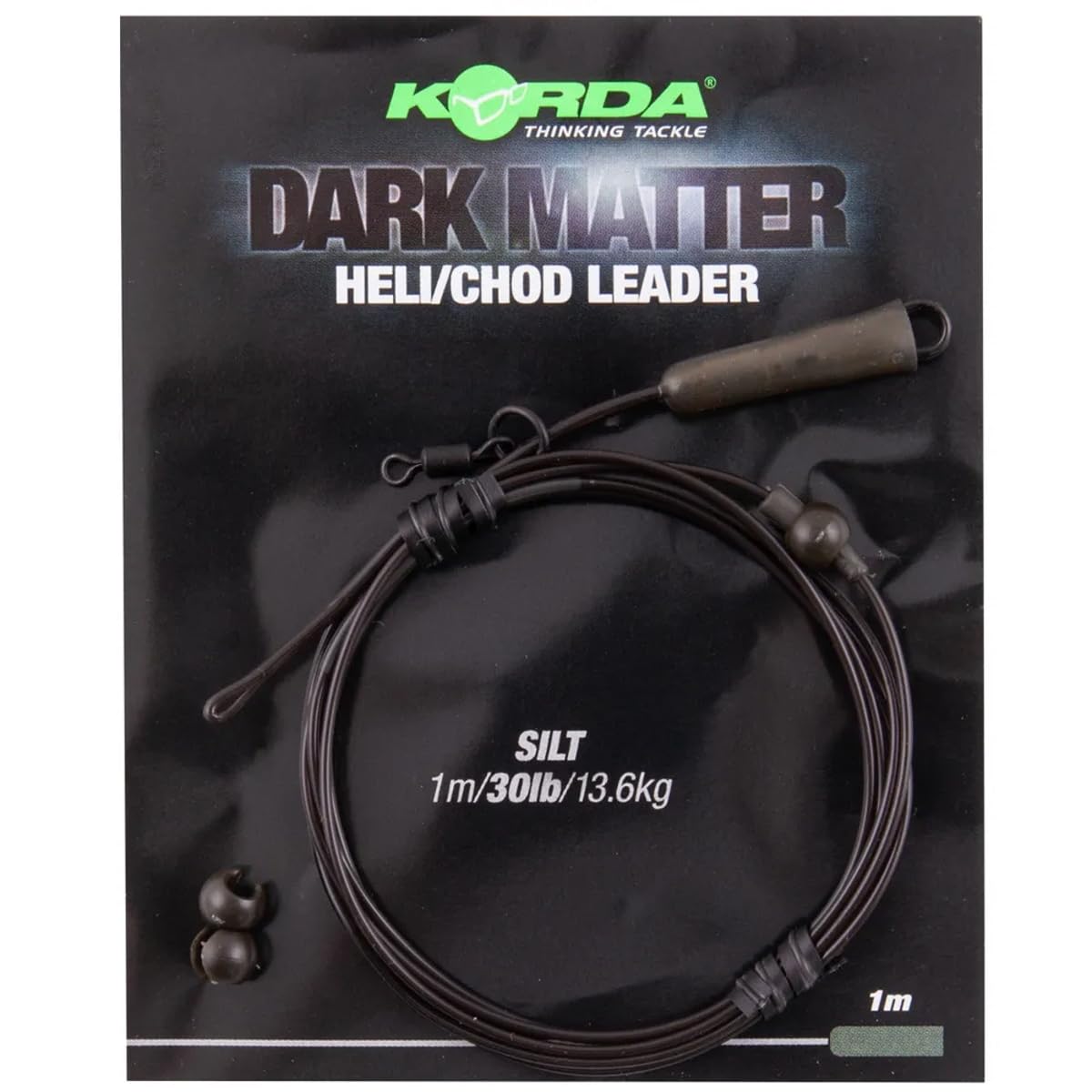 Korda Dark Matter Leaders Helicopter – Silt | Pre-Tied Carp Fishing Leader with Quick-Change Helicopter System