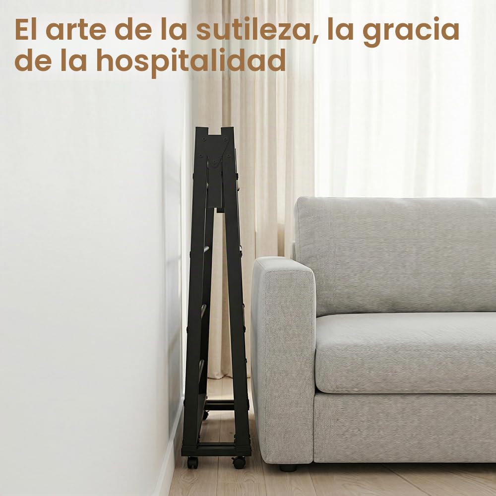Cama Plegable para 1 Persona de Metal, Marco de Cama Individual, 90 x 190 cm, Marco de Cama Plegable con 4 Ruedas, Negro