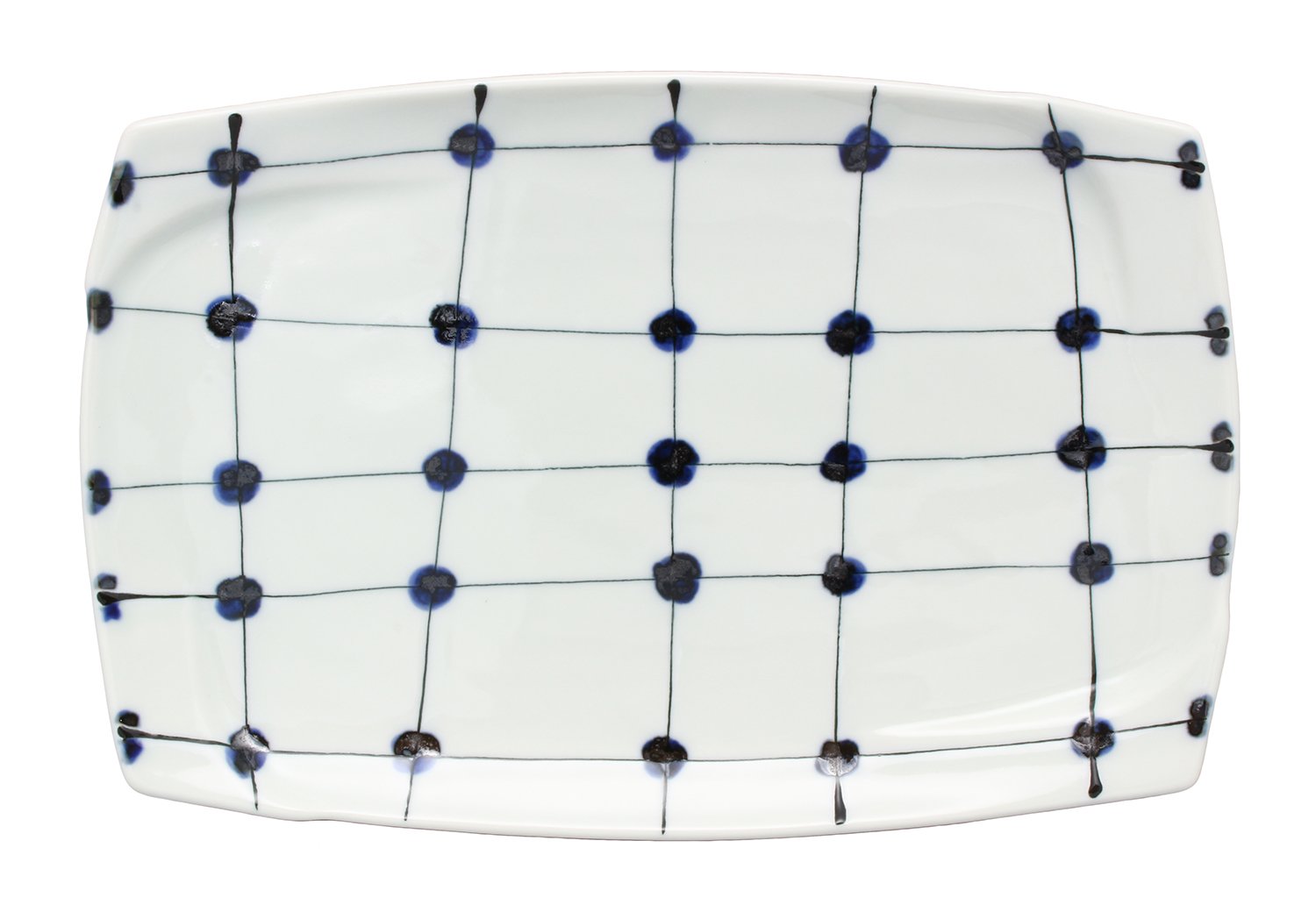 Amazon.co.jp: 波佐見焼 福峰窯 点格子 渕取角皿 16-107