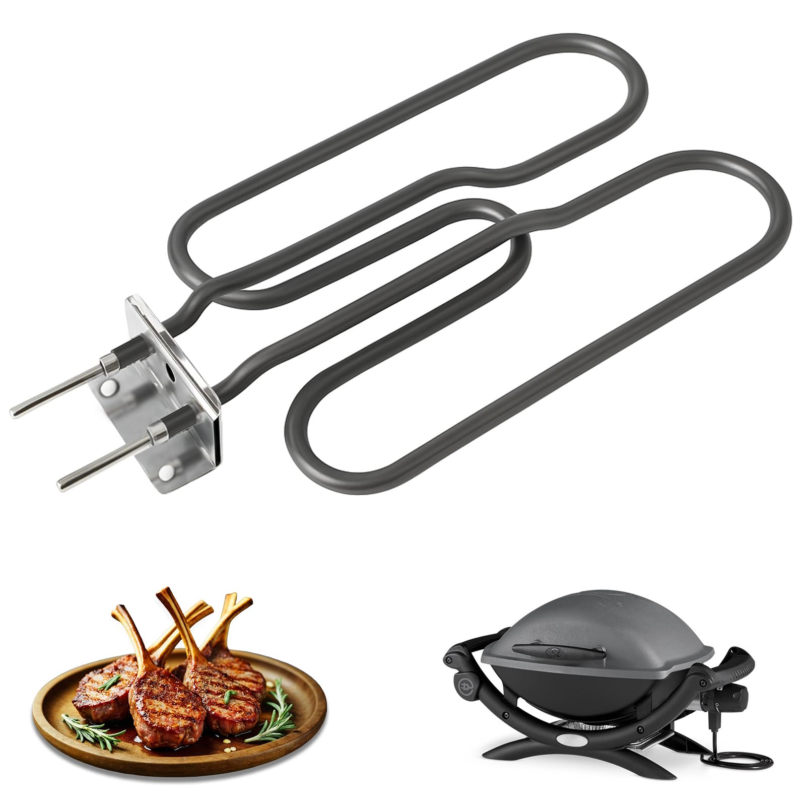 Semaiki Élément Chauffant de Rechange Compatible avec Weber 66631 80342 80343 65620 Q140 Q1400 Serie en Acier Inoxydable pour Barbecue