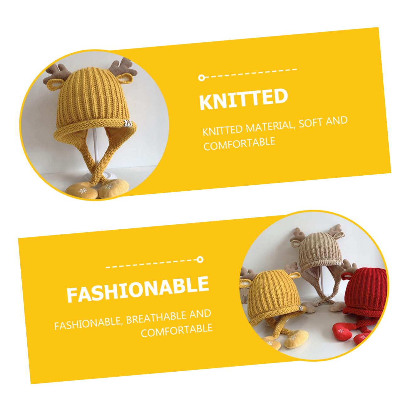 LIFKOME Sombrero Tejido Gorro Termico Gorro Bebe Gorro para bebé recién Nacido Beanie Orejeras de Bebe Sombrero de Fiesta de Navidad Gorros Tejidos Gorras de recién Nacido Acrílico Yellow