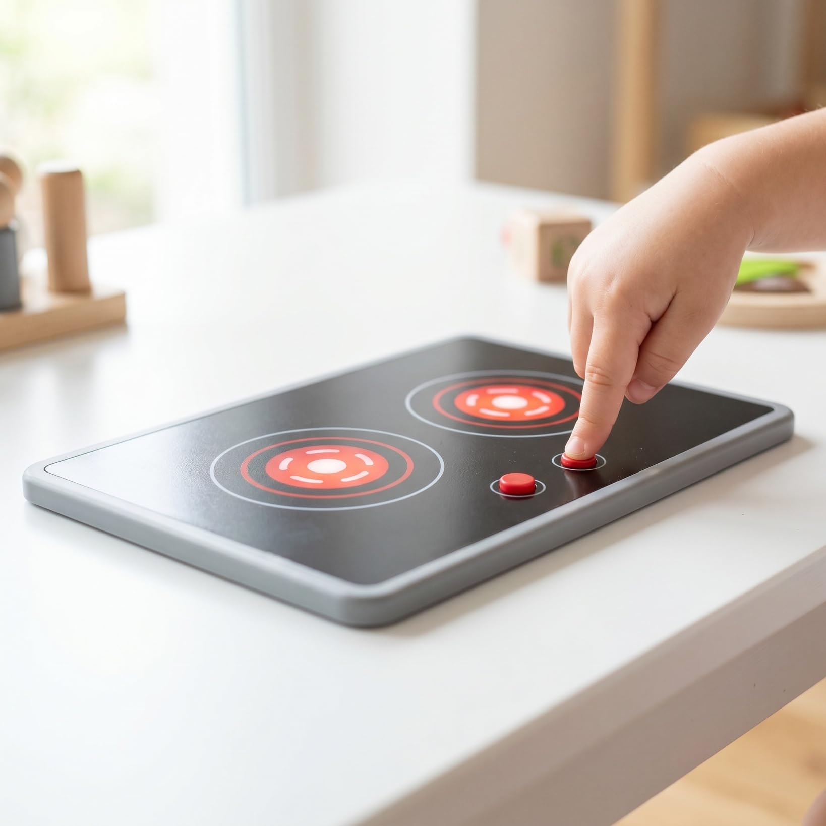 Didiseaon Cocina de Juguete con Placa de Inducción, Luces Interactivas y Diseño Realista, Accesorios para Juego de Roles Infantil, para Niños Pequeños y Preescolares, Interior