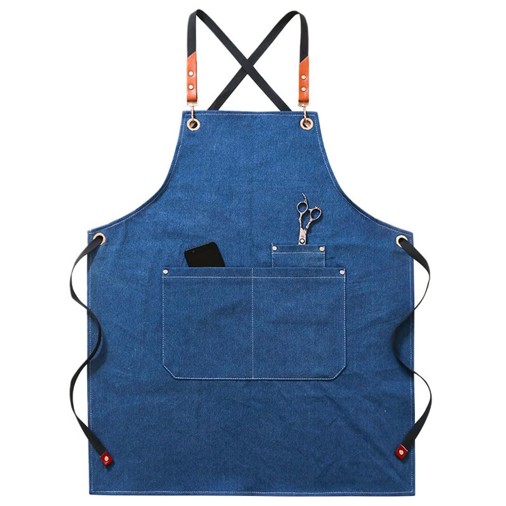 Delantal de Cocinero Delantal de trabajo de mezclilla té de la leche café barbero hombres y mujeres cocina restaurante ropa de trabajo Delantales de Cocina
