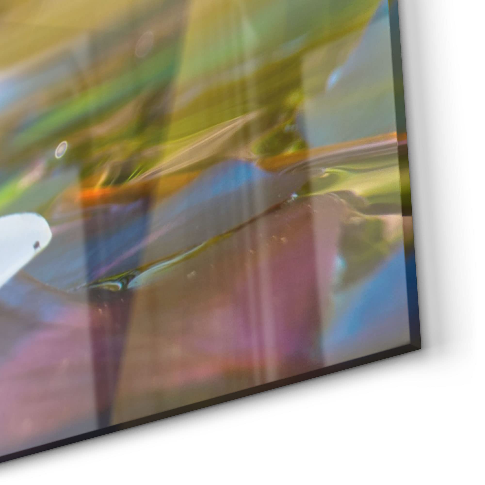 DEQORI Szklana ścianka kuchenna, motyw białego kwiatu lilii wodnej, 100 x 50 cm, tylna ścianka łazienki lub kuchenki, osłona kuchenki, ochrona przed pryskaniem do kuchni i łazienki, nowoczesna