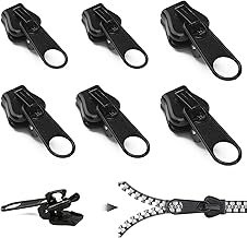 6PCS Zipper Repair Kit Universal Zip Puller Replacement Set for #3#5#8 Sizes Instant Zippers Rescue Fix for Jackets Luggage Backpacks Jeans, Easy Fix with No Tools Multipack (Black)