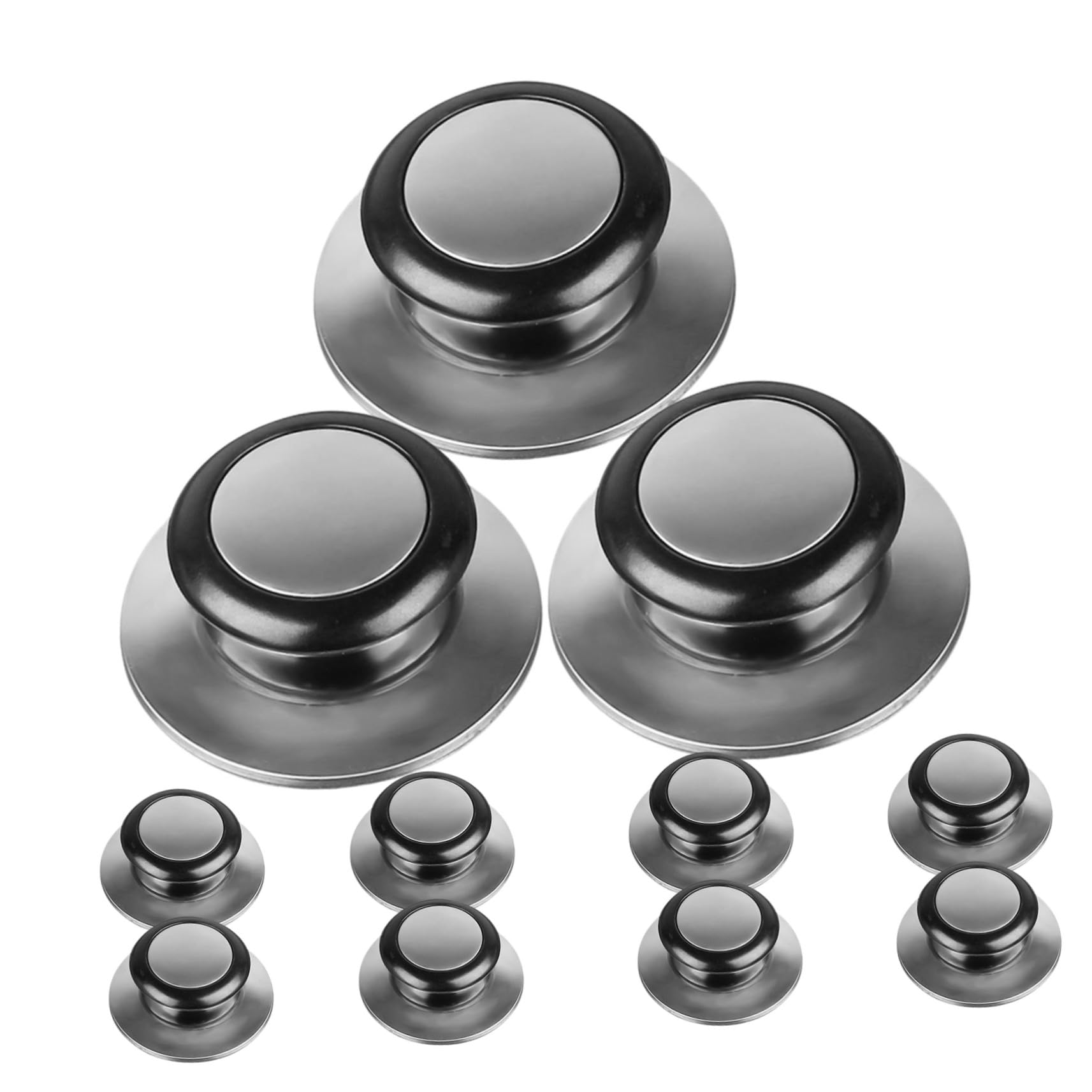Boutons de couvercle en acier inoxydable Ipetboom pour casseroles, lot de 12