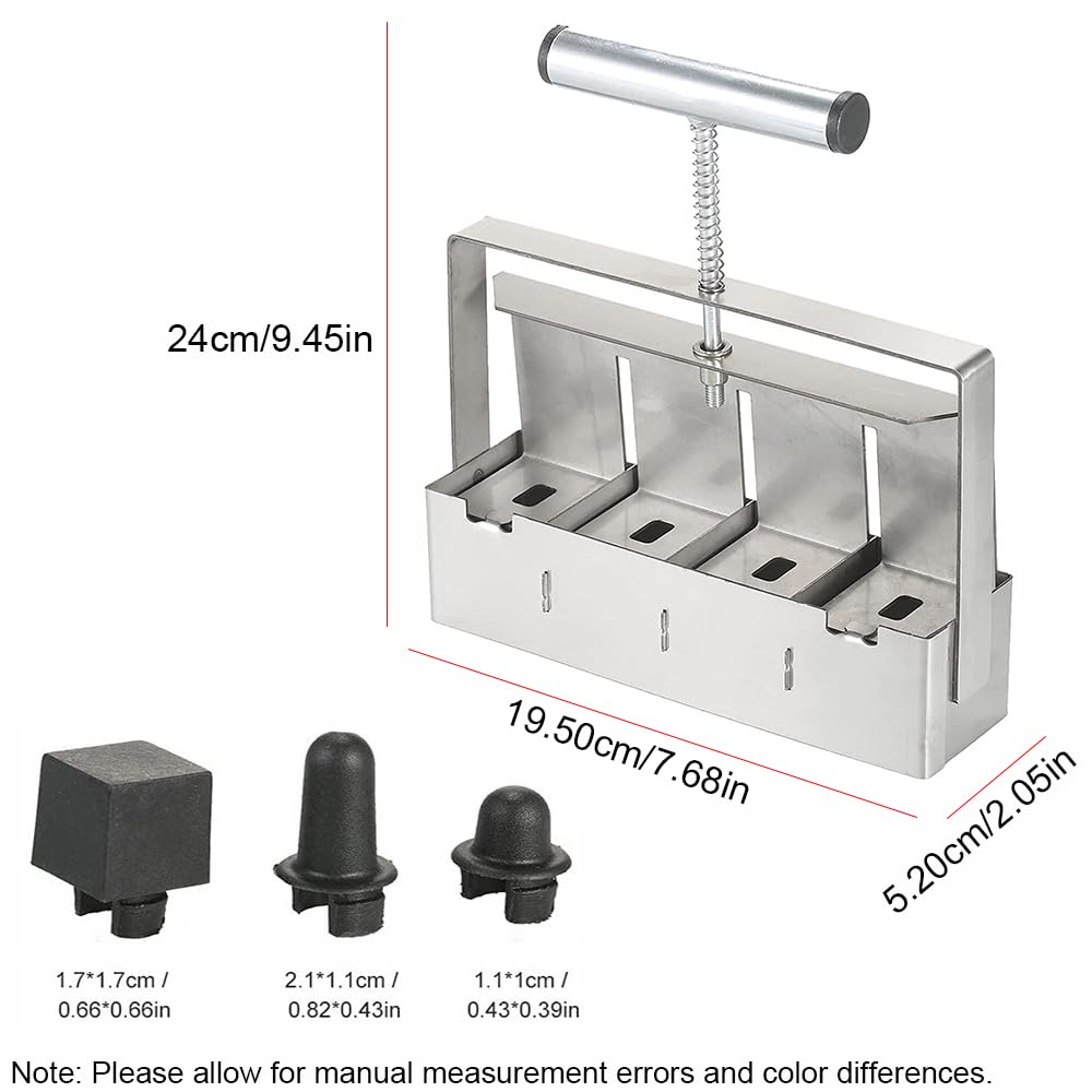 Pressa manuale per terra, 4 celle, 5 cm, strumento per blocco di terra manuale con 3 dimensioni di picchetti per semi, per piantine, giardino, allevamento
