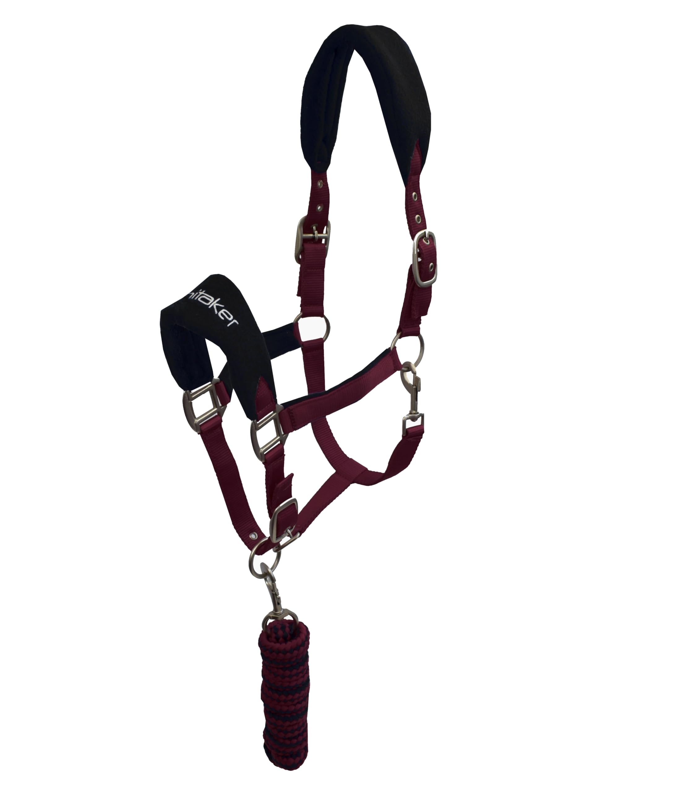 John Whitaker Unisex Club Headcollar and Lead Rope Set Burgundy Pony