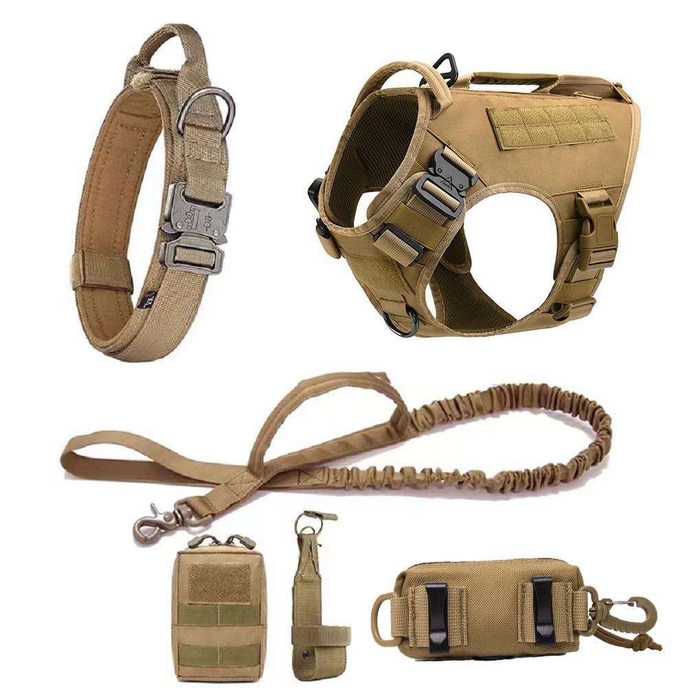 MOKATES Harness for Large Dogs UK Large Dog Harness Tactical Training Walking Vest with Leash & Collar Set for German Shepherd Malinois All Breeds