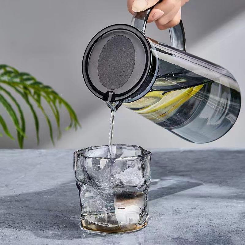 7-teiliges Glas Karaffen Set Mit 6 Gläsern – Krug Mit Deckel Für Wasser, Tee & Getränke