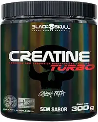 Creatine Turbo – sem sabor - Pote 300g - Black Skull - Suplementação para Treino, Performance, Ganho Muscular, Hipertrofia, Força e Resistência