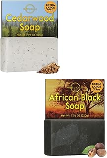 O NATURALS Bar Soap for Men Cedarwood and African Black Soap Scent - Medium Grit Mens Soap, Rich in African Shea Butter - Organic Face Soap Bar, Moisturizing Mens Face Bar Soap, Mens Soap Bar