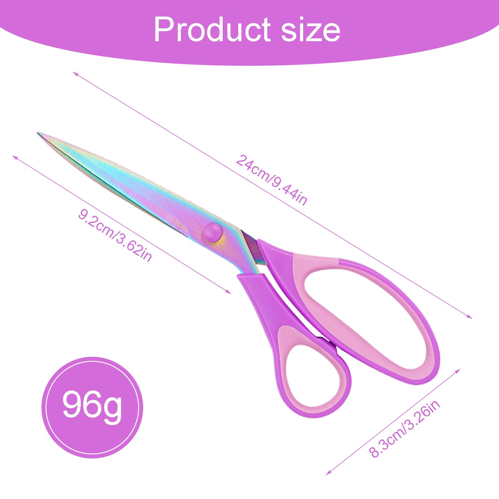 Left Hand Fabric Scissors Used for Cutting Clothes Leather and Raw Materials 24cm Tailor Shears Pink - Image 2
