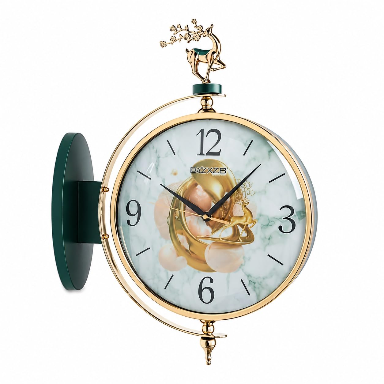 Earwig Metal Double Sided Wall Clock - Decorative Indoor Outdoor Easy to Read Hanging Station for Patio, Garden, Office Outside Corner Decor (W8 Green)-image-48