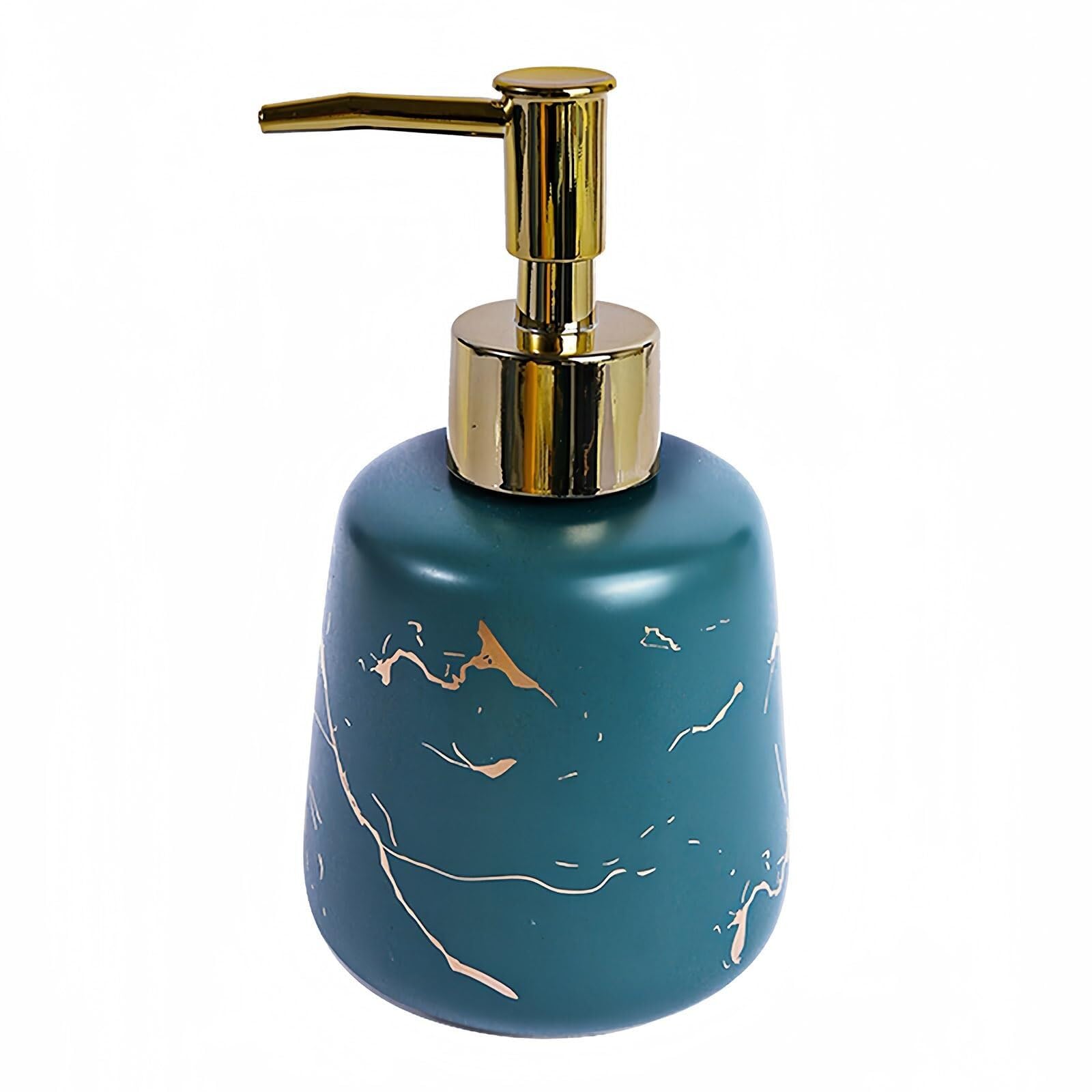Friendshiphome Green Dish Marble Pattern Design Soap Dispenser With Pump Refillable Lotion For Bathroom Bathroom Stuff(,Round)