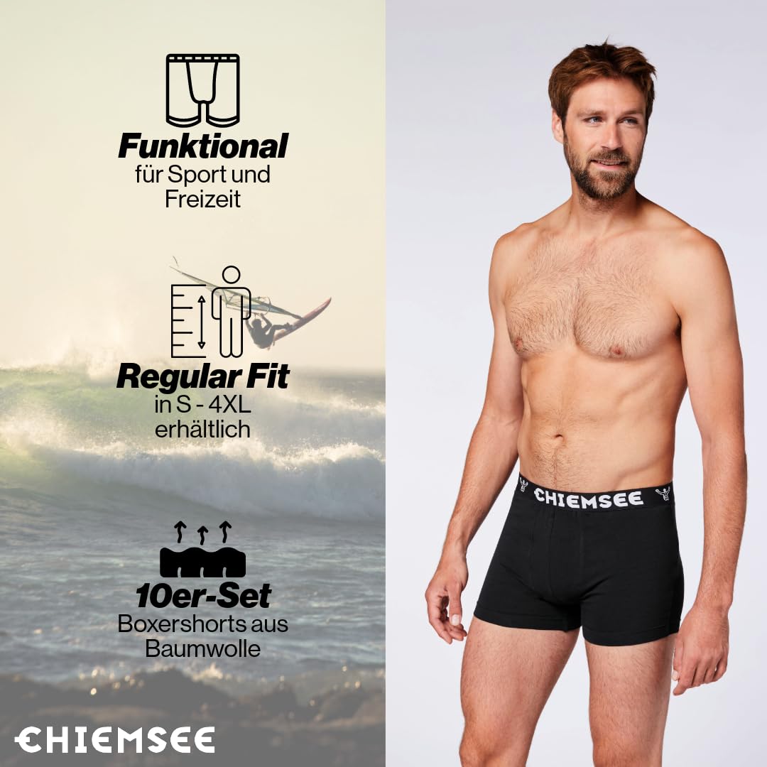 Chiemsee Boxershorts Herren I 10er Set Kurze Herren Unterhosen mit elastischem Waistband Style I Regular fit Boxershorts Men aus atmungsaktiver Baumwolle I 2 Farben, Größe S-4XL