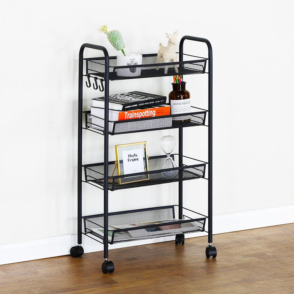 Chariots De Salle De Bain BAKAJI Chariot à Roulettes Multi-usages Pour Meubles, Espaces, étroits Panier Legumes Cuisine
