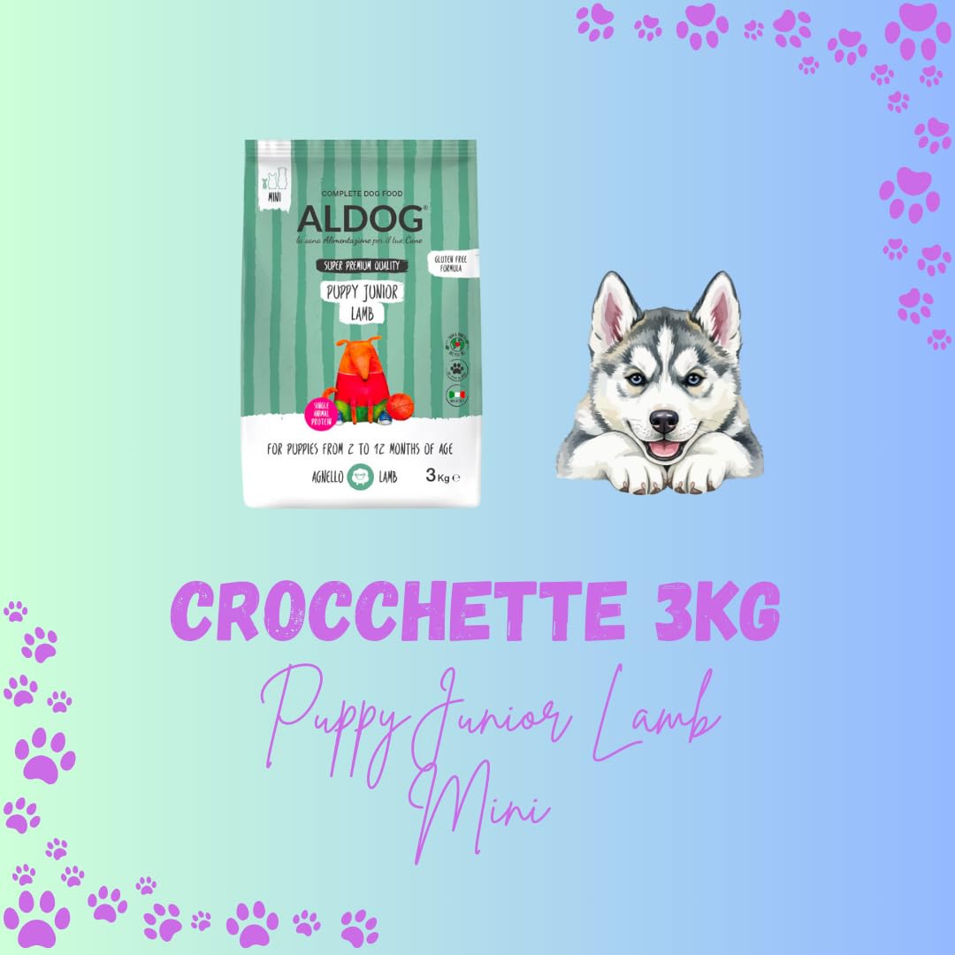 Pienso monoproteico para perros y cachorros, alimento para perros cachorros de todas las tallas y razas, N. ALDOG PUPPY-JUNIOR LAMB Pienso Mini, 1 paquete de 3 kg, 1 x 3 kg.