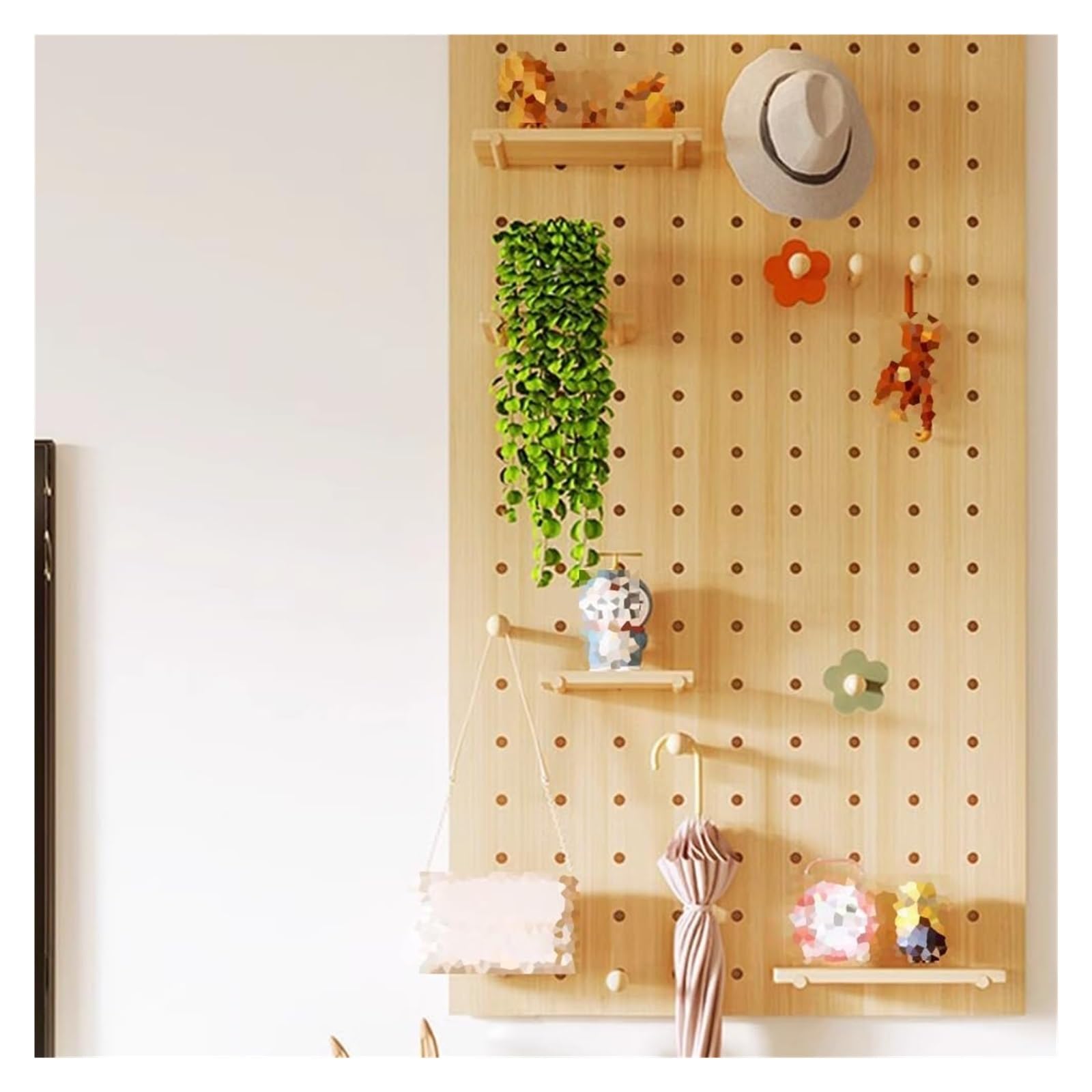 Muro Panel Perforado Para Herramientas Kit Combinado De Tablero Perforado, Tablero Perforado De Almacenamiento De Exhibición Montado En La Pared Con Accesorios, Panel Colgante De Pared De Madera Maciz