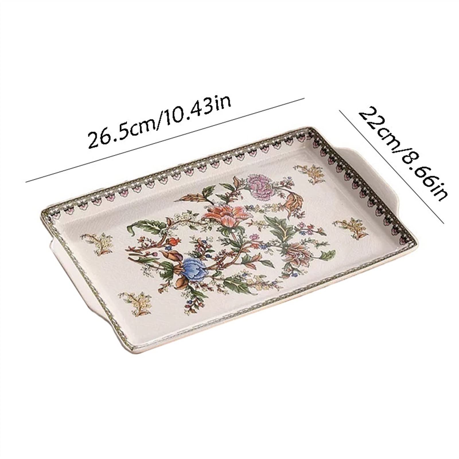 Bandeja de cafetería Bandeja de cerámica Rectangular Personalizada Vintage Bandeja de Servicio de Mesa para el hogar Bandeja de Almacenamiento práctica Bandeja，A