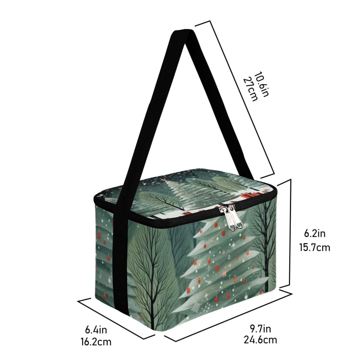 GzLeyigou Lunch Bags for Women Men 9 Cans,Winter Pine Hot & Cold Food Delivery Bag Insulated Grocery Bag Insulated Lunch Box Cooler Bag for Office Work Picnic Beach