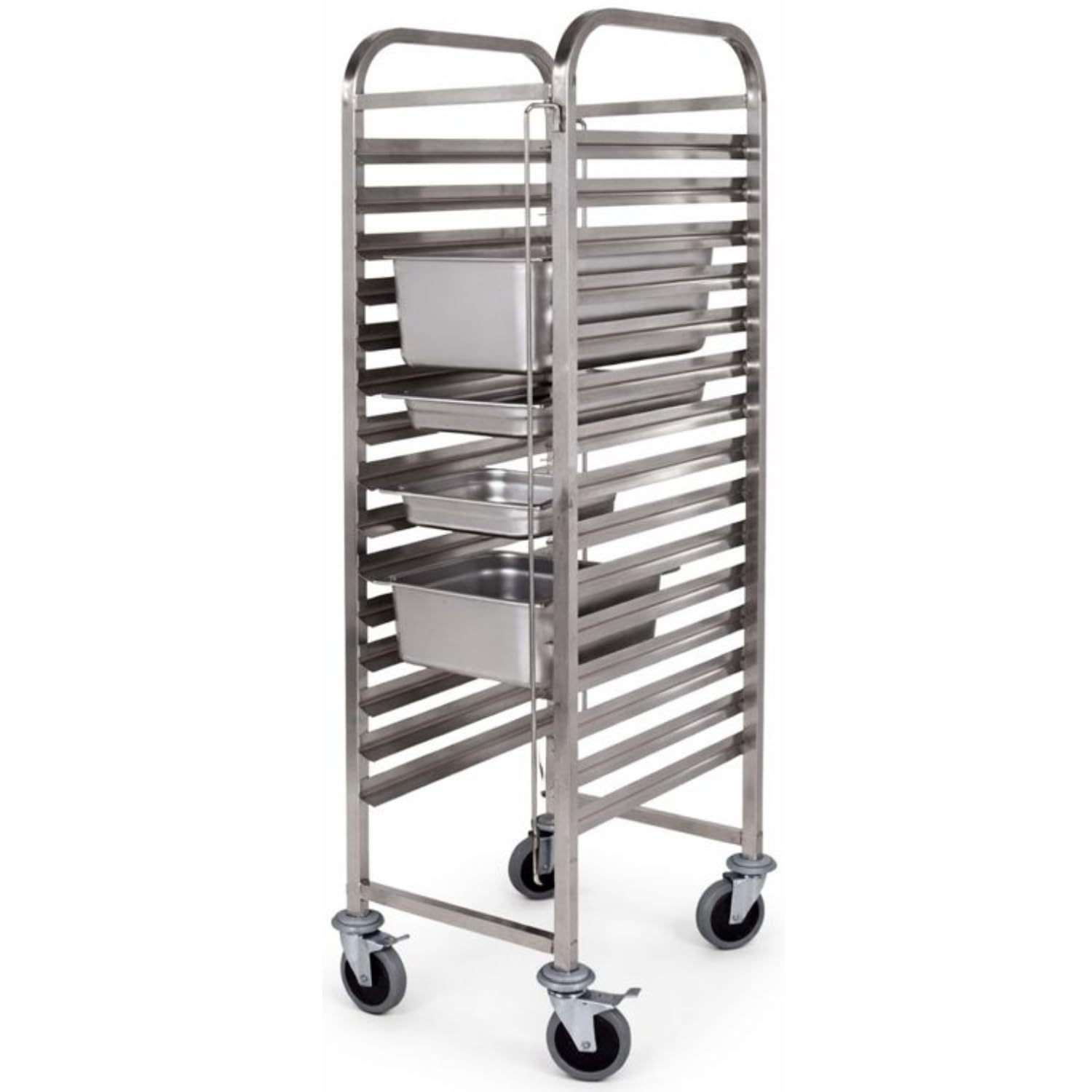 Générique Carrello INOX 15 livelli GN 2/1 - Scala di stoccaggio e trasporto per vassoi - Ruote da 5" con freni