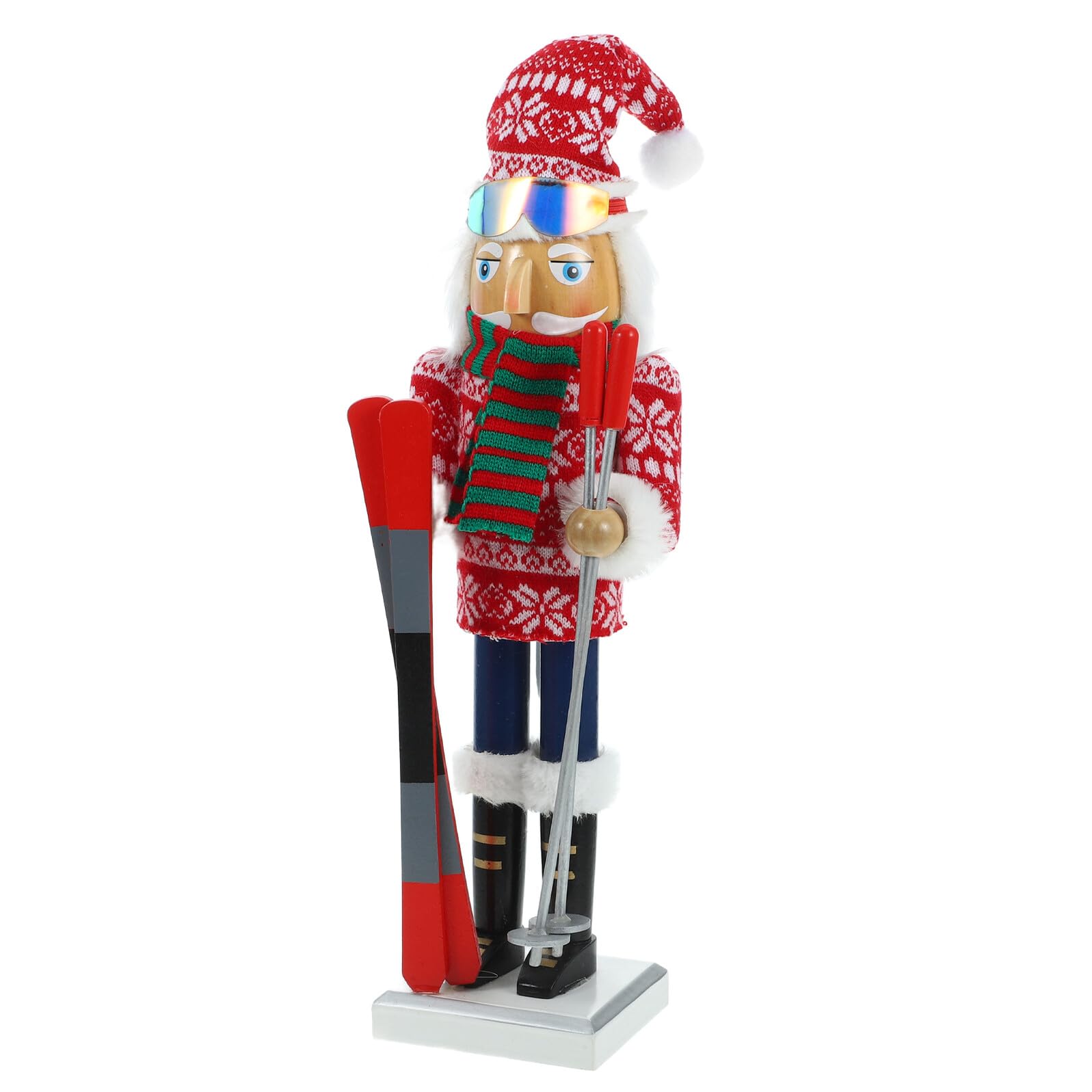 Casse-Noisette en bois de 38 cm figurine de skieur pour la table