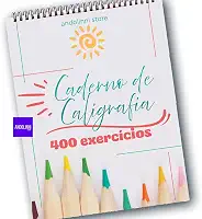 Caderno de Caligrafia Letra Cursiva - CAPA DURA - 102 Páginas com +400 Exercícios