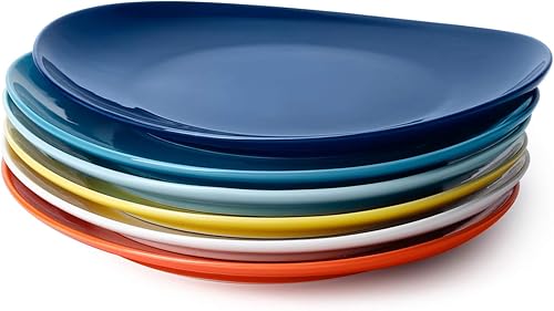 Miniatura 12 de Sweese Platos llanos de porcelana – Juego de 6 platos llanos de 11 pulgadas – Lavavajillas, microondas y horno, color Azure Dreamscape Azure