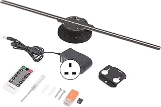 3D Hologram Fan, 3D Hologram Advertising Display Fan, 24 LED Air Imaging Hologram Fan Projector,Graphic 3D Video-3D Advertising Display, for Advertising Exhibition, Christmas(UK 110-240V)