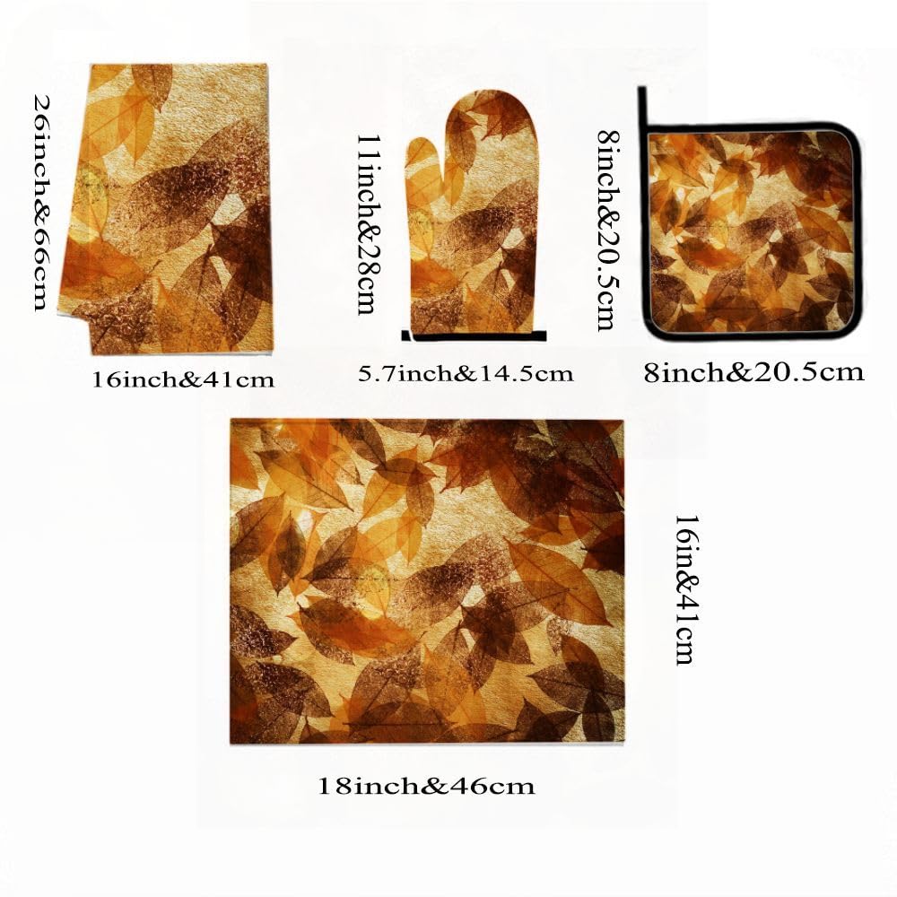 Lot de 9 décorations et accessoires de cuisine Motif feuilles d'automne
