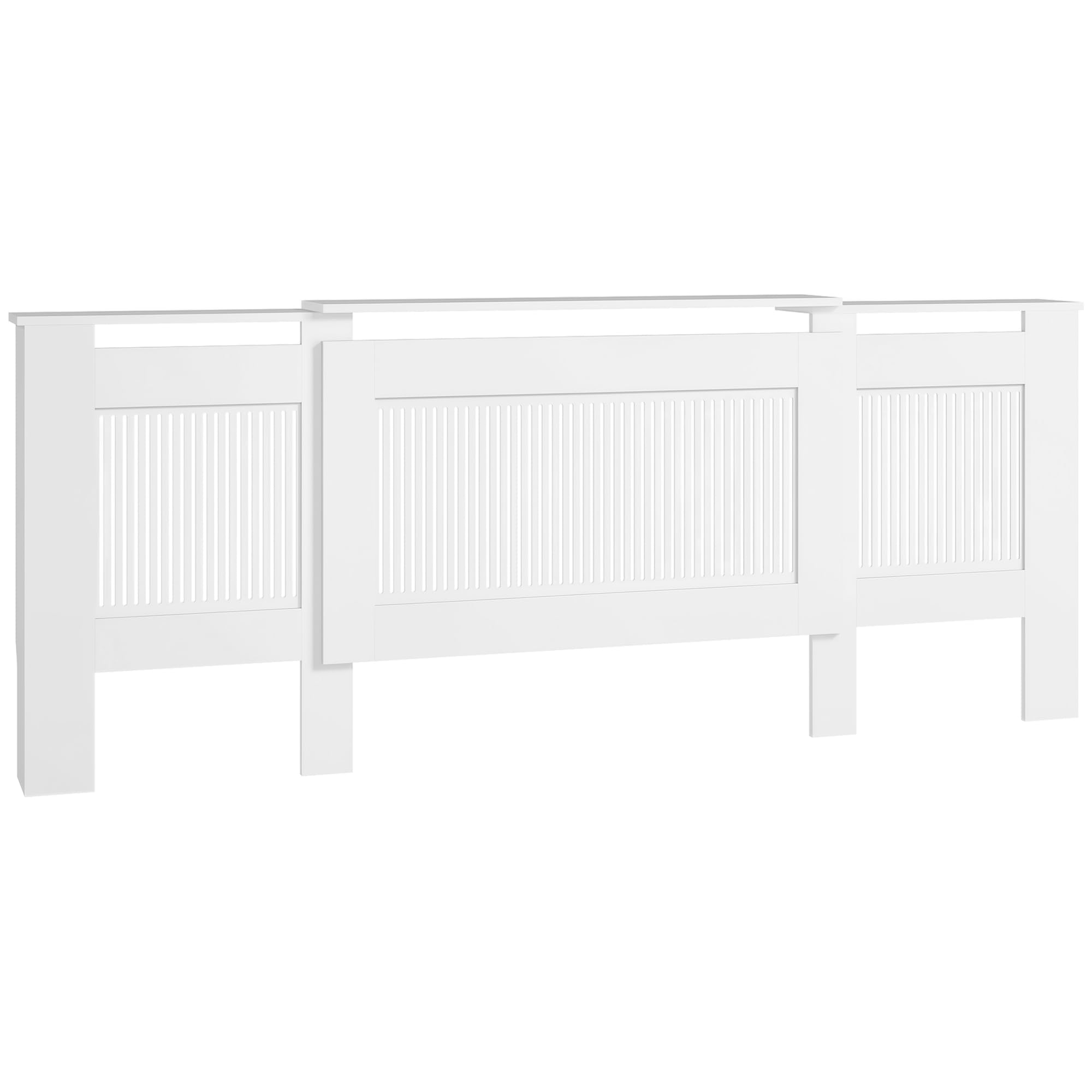 HOMCOM ausziehbare Heizkörperverkleidung mit Ablage, Lamellen, 125-201 x 19 x 81,5 cm Weiß