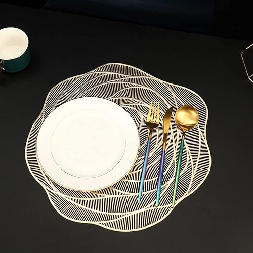 Miniatura 3 de 6 manteles individuales de vinilo antideslizante de 15 pulgadas (dorado-M, 6)