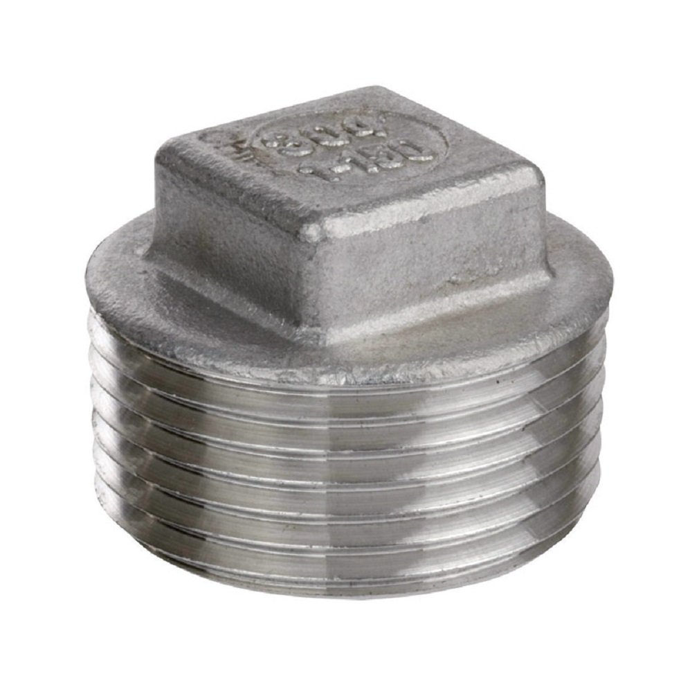 2 in. MIP x 2 in. Dia. MPT Stainless Steel Square Head Plug
