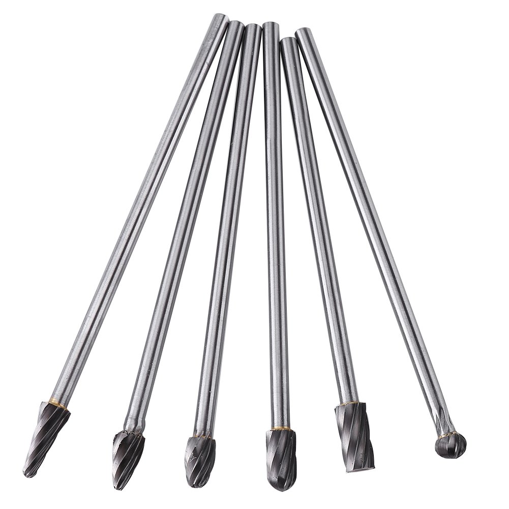 Walfront 6pz 6mm Set di Frese in Acciaio al Carburo di Tungsteno Rotante Lime Testa di Taglio Utensi per la Lavorazione del Legno di Perforazione Intaglio Incisione 10mm