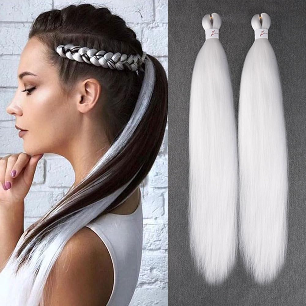 Amazon.com : White Easy Braiding Hair 26 Inch Pre Stretched Easy