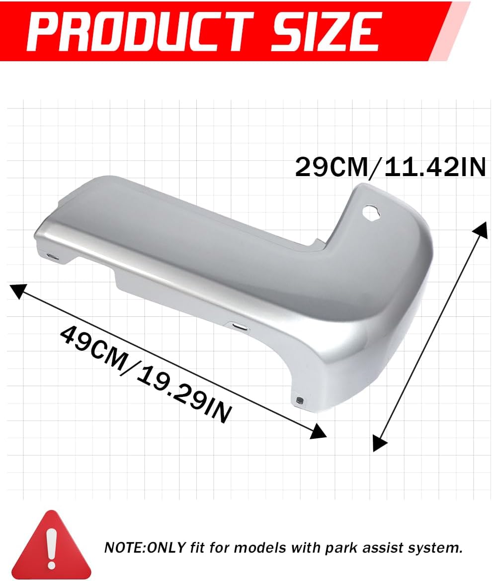 Rear Bumper End Cap Compatible With 2016-2023 Toyota Tacoma Rear Bumper Replace for TO1105138,TO1104138 W/Sensor Hole Silver Sky Pair