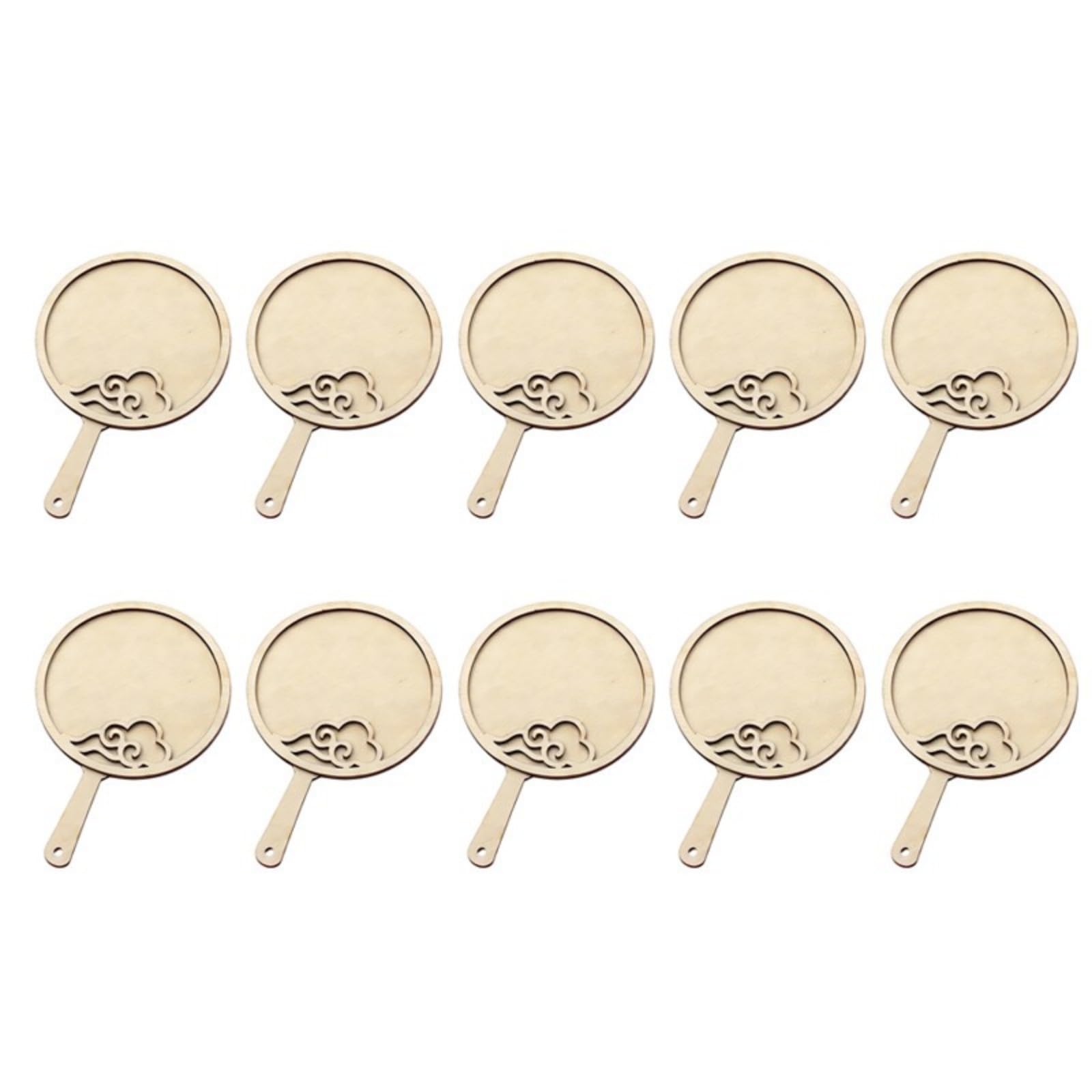 Qusinfc 10Pcs Unpainted Wooden Handheld Fan Unfinished Wooden Fan Shape Cutout for Art Painting and Classroom Art Project Craft