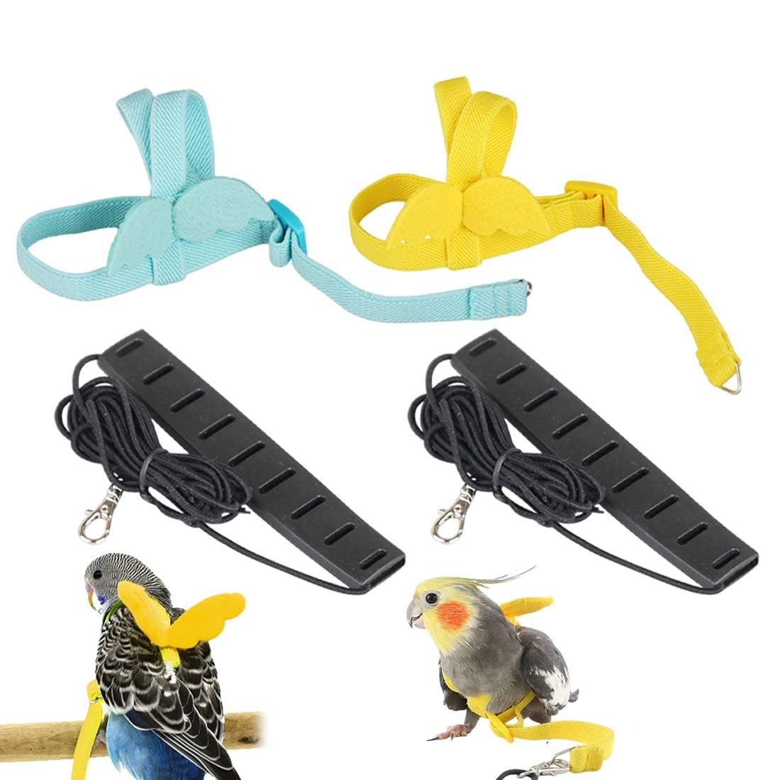 2 Pezzi Imbracatura per Uccelli e Guinzaglio, Pettorina Regolabile, Pappagalli Anti-morso Imbracatura al Volo, Outdoor Corda per addestramento al volo, per pappagalli, calopsitte e are