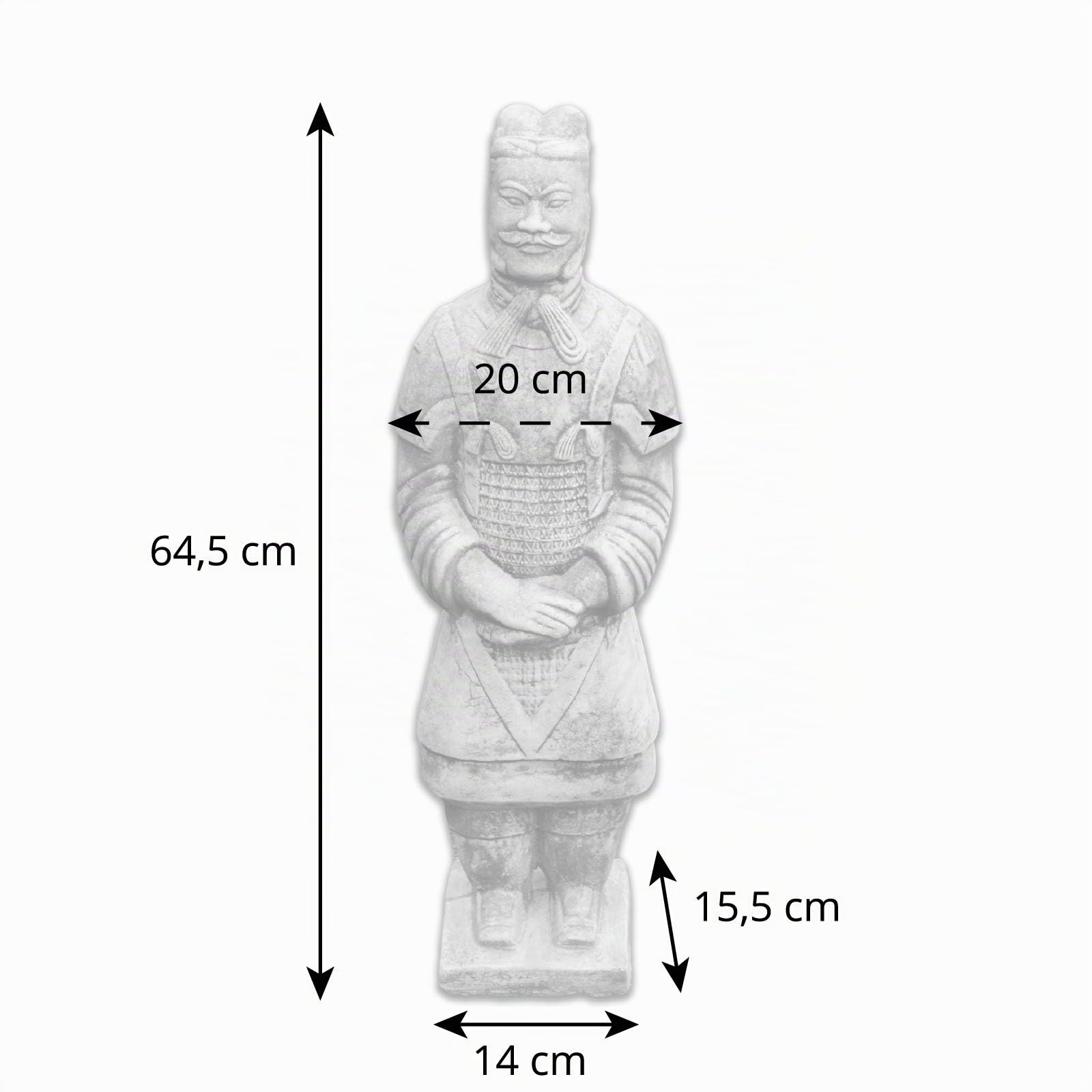 gartendekoparadies.de Statue eines Chinesischen Terrakotta-Kriegers, Steinfigur, Grau, Frostsicher aus Steinguss für Außenbereich, H. 64 cm, 17 kg