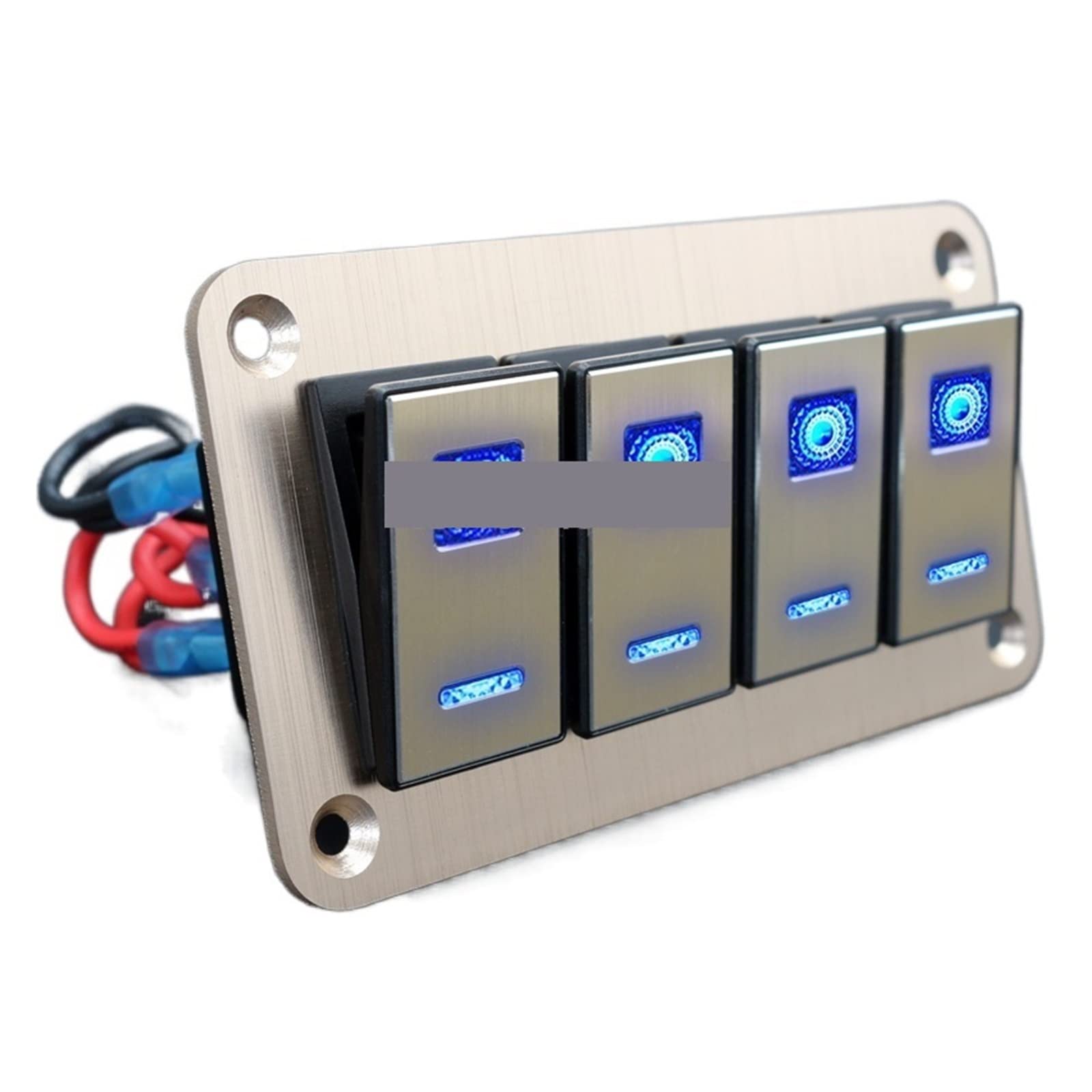Podwójne niebieskie światła LED Uniwersalny panel przełączników samochodowych Akcesoria 12 V do łodzi morskiej Caravan RV Materiał metalowy do przyczepy kempingowej, kampera, łodzi, kampera(4 gang gol
