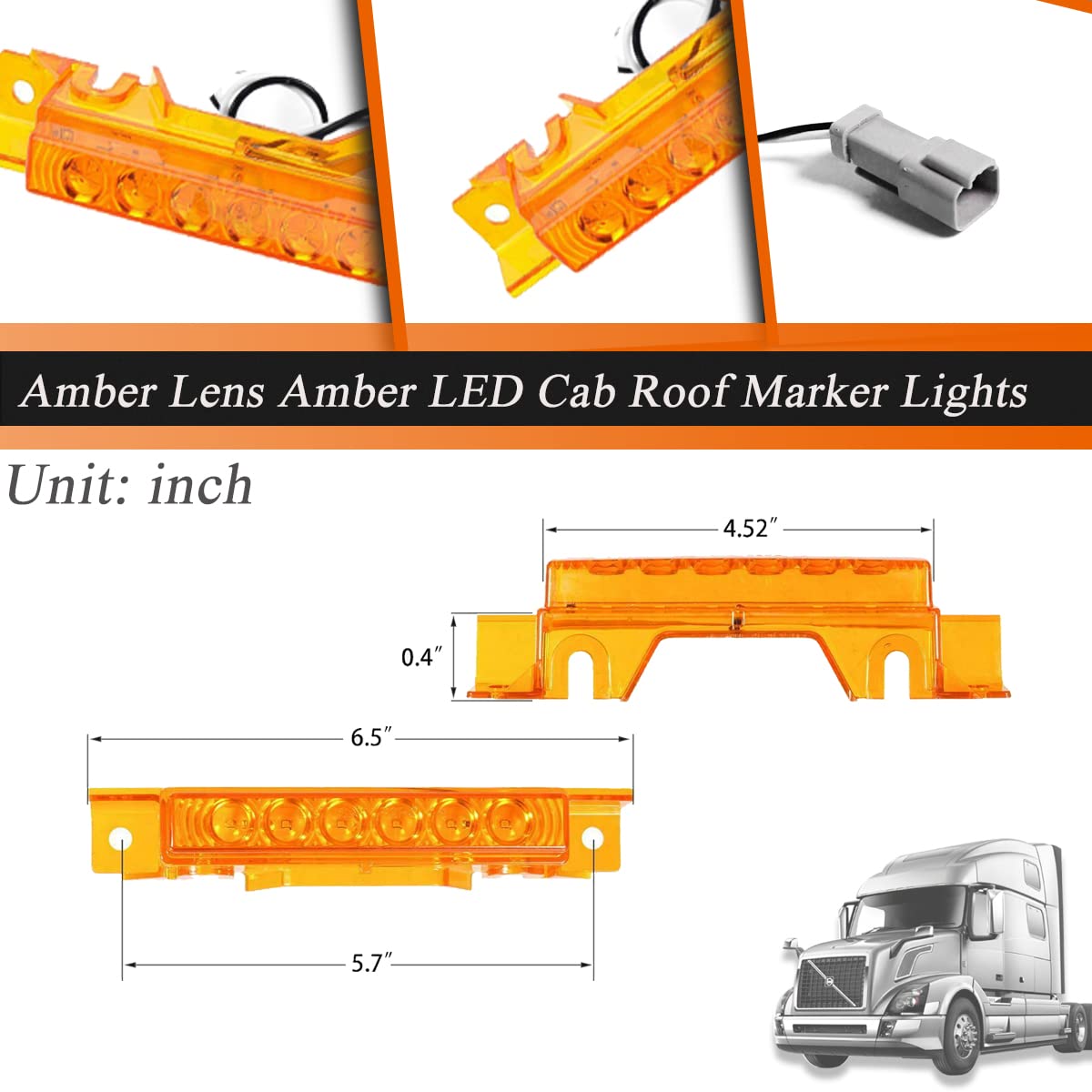 Amazon.com: ADIIL 5Pcs Cab Roof Marker Lights For Volvo 2004 VN