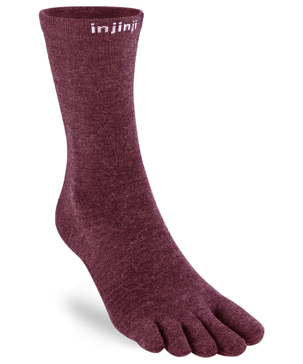 Injinji Women's Red Merino Wool Liner Toe Socks (Inj-Mlin) - Garnet - X-Large