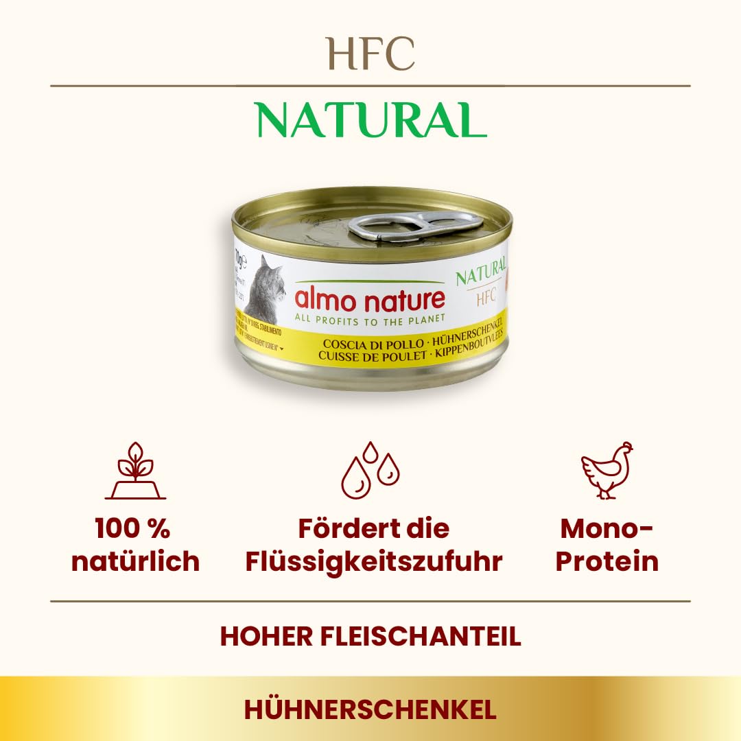 almo nature HFC Natural mokra karma dla kotów – udka kurczaka, opakowanie 24 szt. (24 x 70 g)