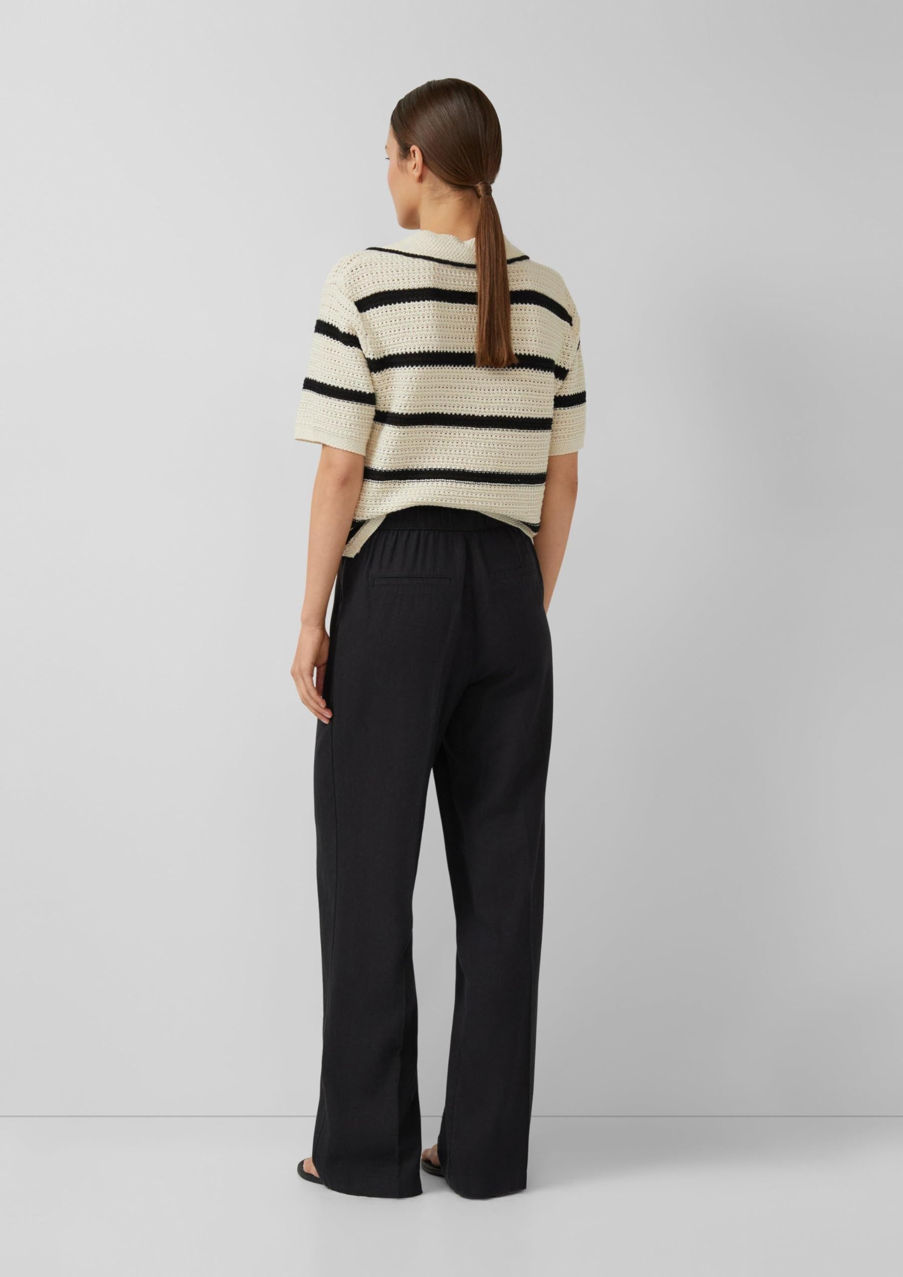 s.Oliver Damen Leinen-Mix Hose lang Leinenmix-Hose mit Elastischem Bund